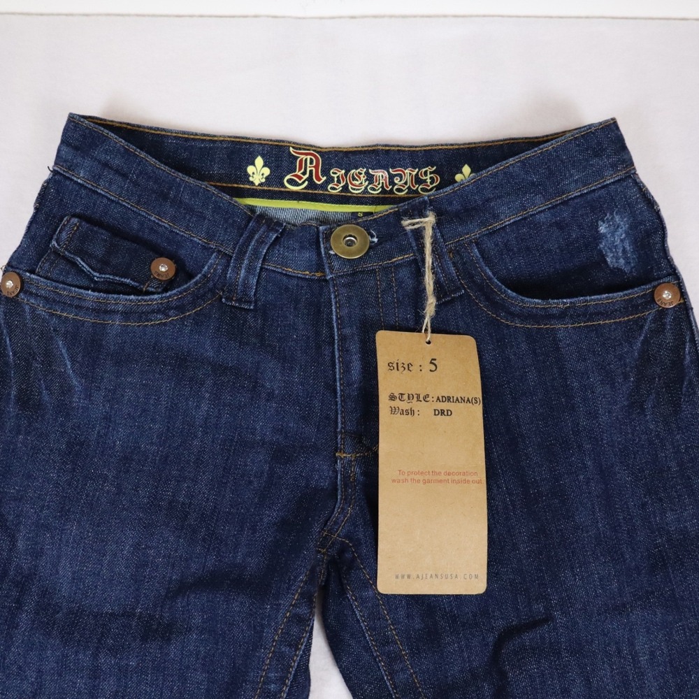 A Jeans Low Rise Flare Jeans Women's 5 Dark Wash Y2K Grunge Skater Alt Emo Punk - Picture 3 of 8